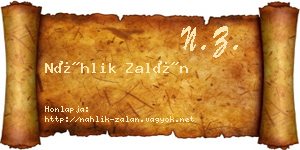 Náhlik Zalán névjegykártya